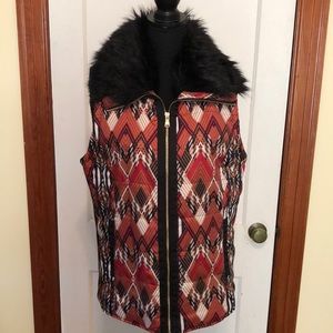 Rafaella vest with faux fur collar. EUC. Absolutely gorgeous!